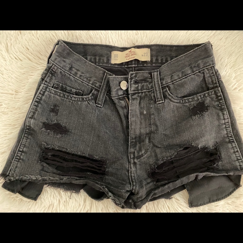 Hollister black denim shorts